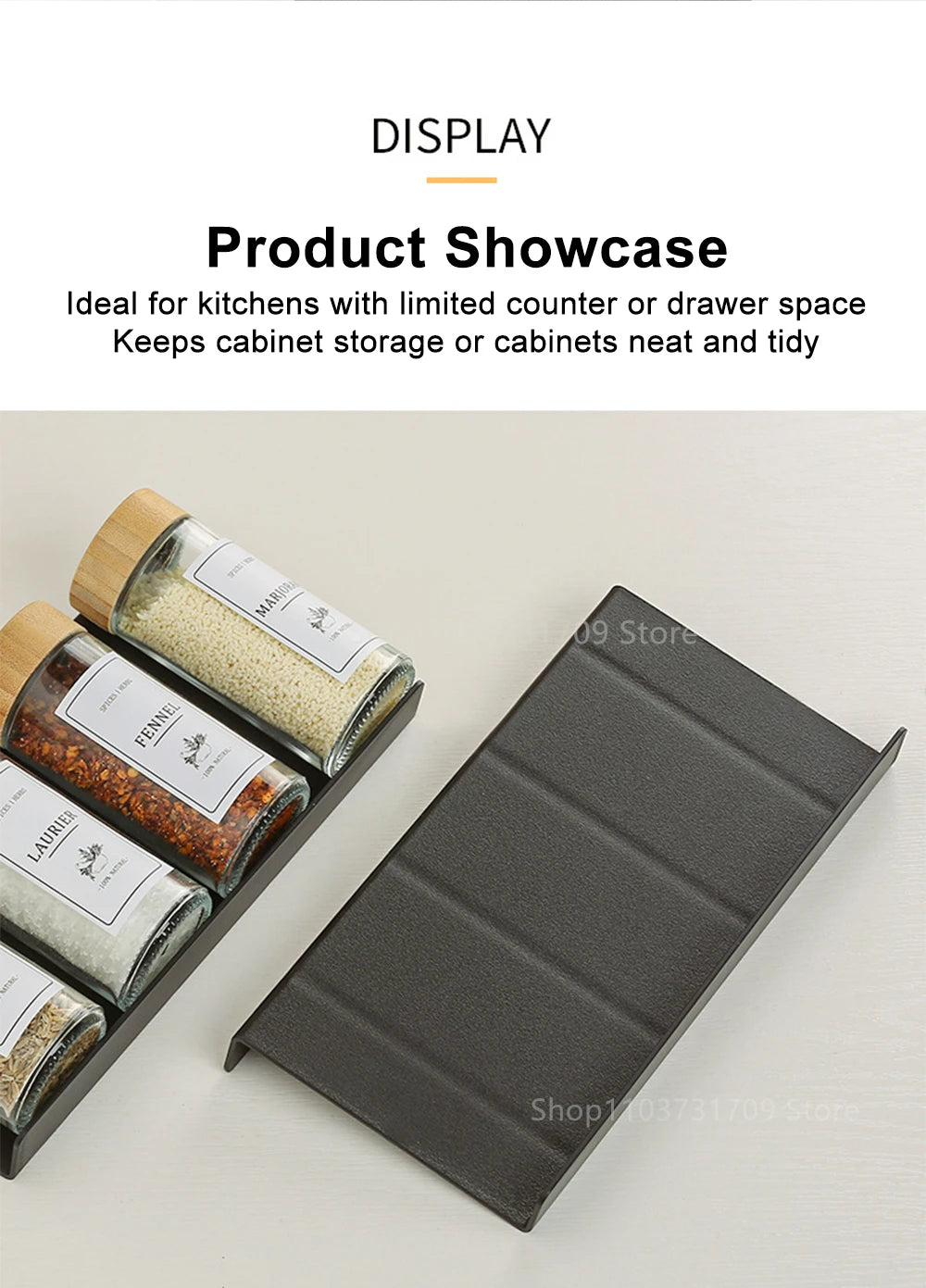 Spice Drawer Organizer Adjustable Spice Rack for Spice Jars 4 Layers Kitchen Spice Drawer Shelf Cabinet Pantry Kitchen Organizer