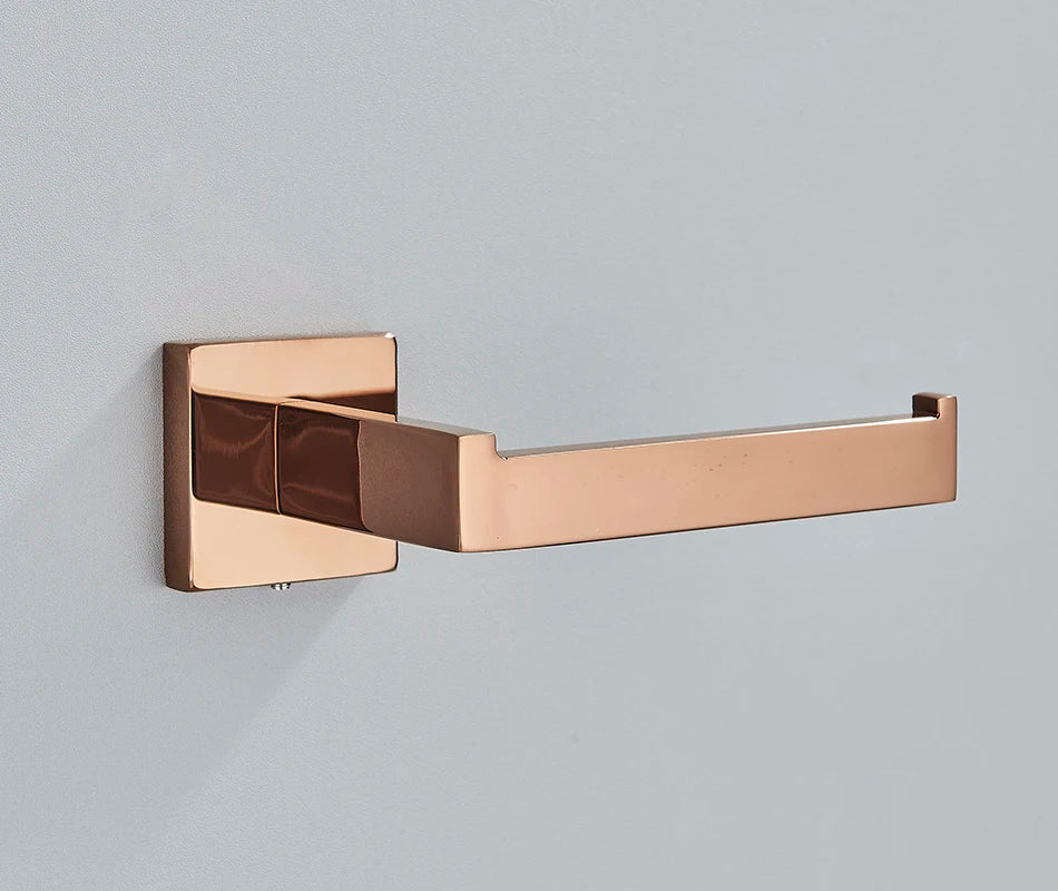 Bathroom Hardware Rose Gold Polish Shiny Bathrobe Hook Towel Rail Bar Rack Bar Shelf Tissue Paper Holder Bathroom Accessories