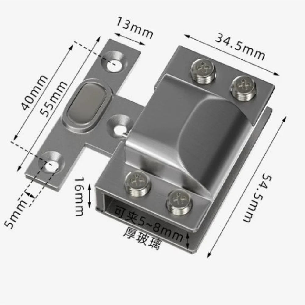 Stainless Steel Hydraulic Hinge For Glass Doors, U-Clip Design, Easy No-Punch Installation Door Clip Folding Hardware