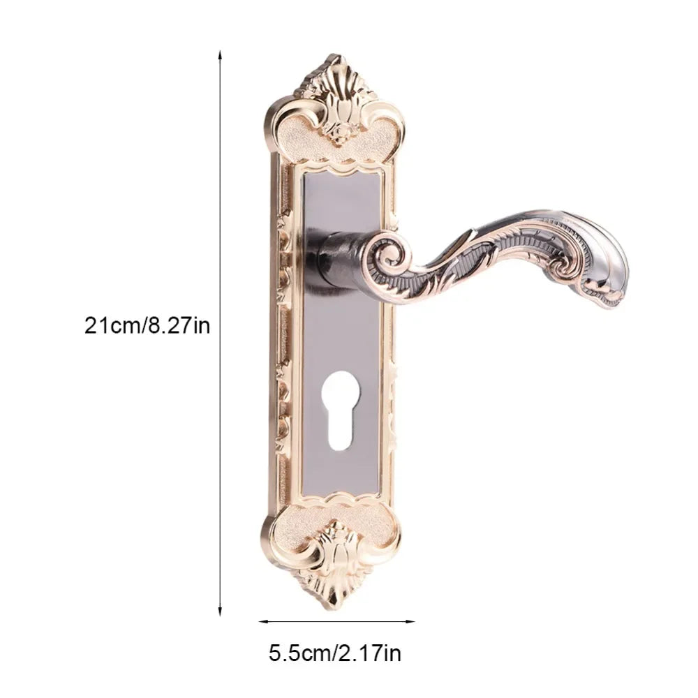 Vintage Door Lock European Style Retro Bedroom Door Handle Lock Interior Anti-theft Room Safety