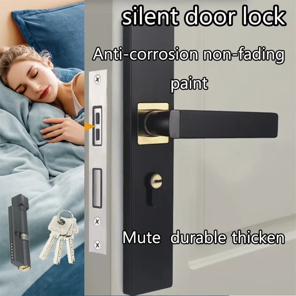 Mute Door Lock Split Handle Metal Door Security Lock with Keys Security Entrance Mechanical Door Lock for Bedroom Bathroom