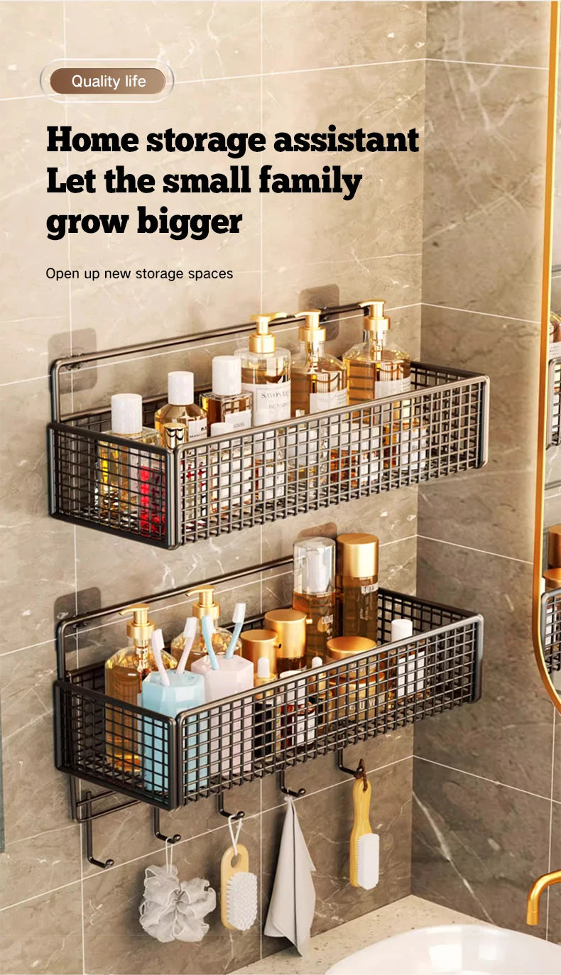 Bathroom Storage Rack Non Perforated Wall Mounted Towel And Toiletries Storage Rack Restroom Storage