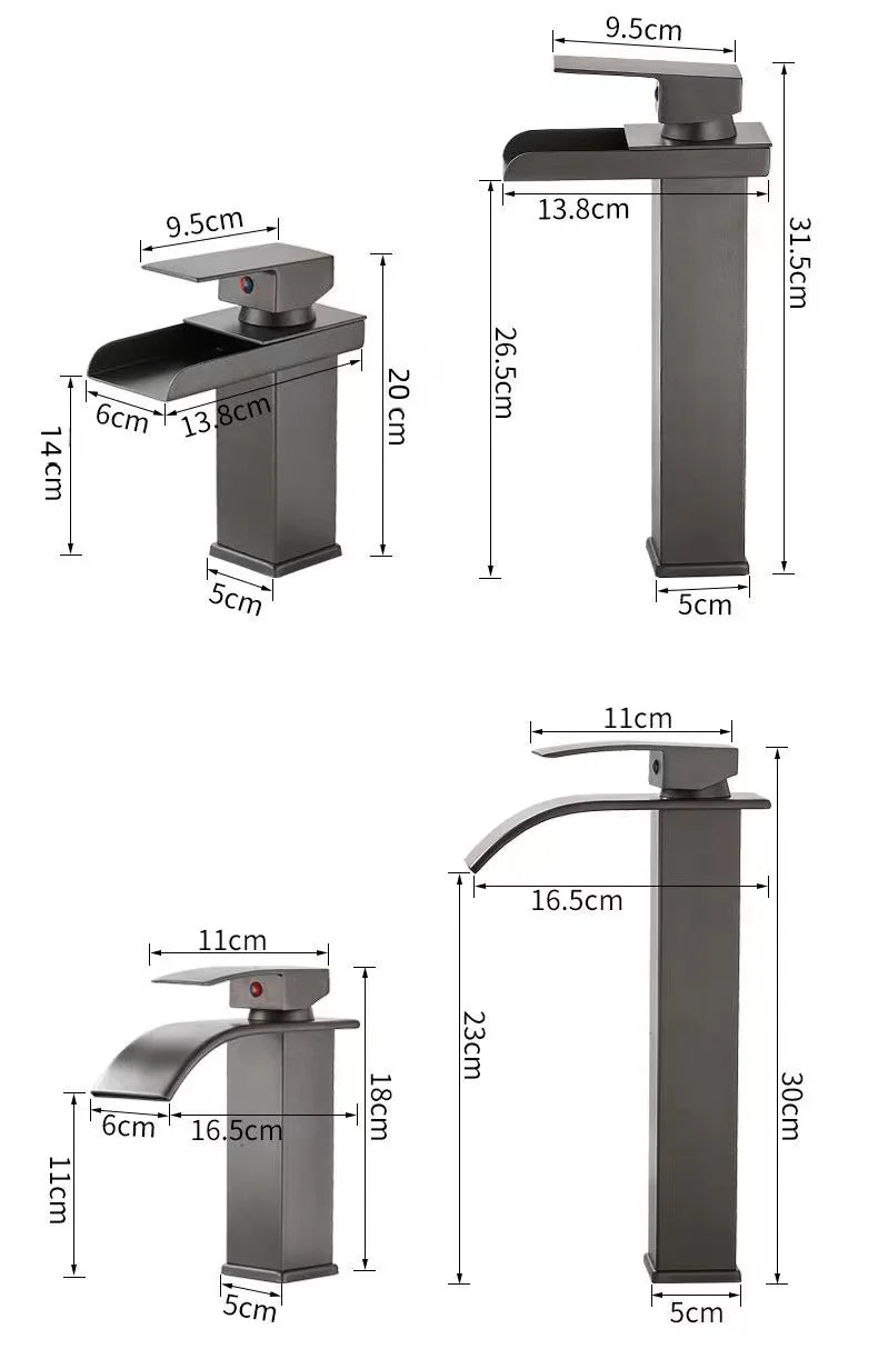 Wash Basin Faucet Bathroom Cold and Hot Sink Tap Toilet Luxury Water Taps Modern Brass Mixers Tap LED Light Bathroom Sink Faucet