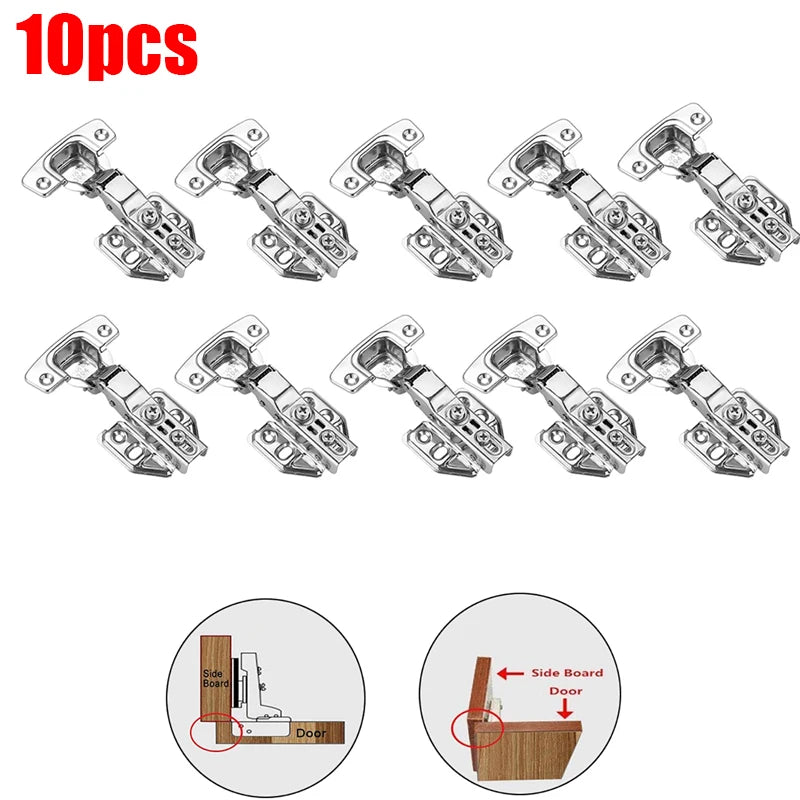 2-20Pcs Stainless Steel Cabinet Door Hinges Hydraulic Damper Buffer Soft Close Quiet Wardrobe Door Concealed Hinges with Screws