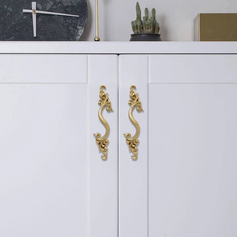 American Cabinet Door Handle Brass Wardrobe Drawers Modern Simple French Nordic Pure Copper Cabinet Gold Drawer Knobs