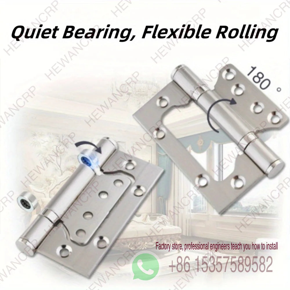 2pcs Heavy-Duty Stainless Steel Door Hinges Thickened Waterproof Rust-Resistant Silent Closing Thick Bearings Brushed Finish