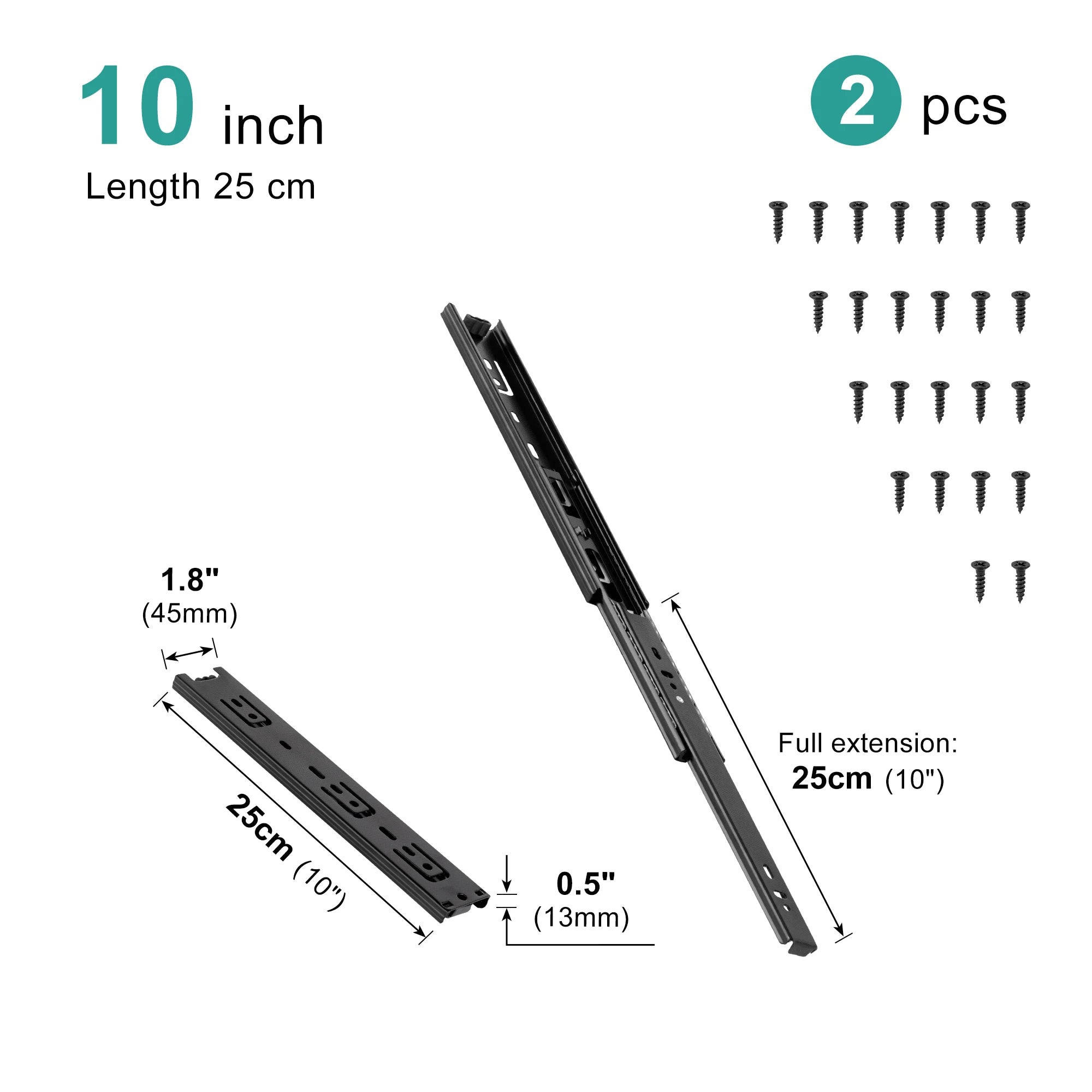 Drawer Rail 10~20Inch Stainless Steel Ball Bearing Slides Drawer Sliding Track 3-Section Full Extension Cabinet Furniture Slides