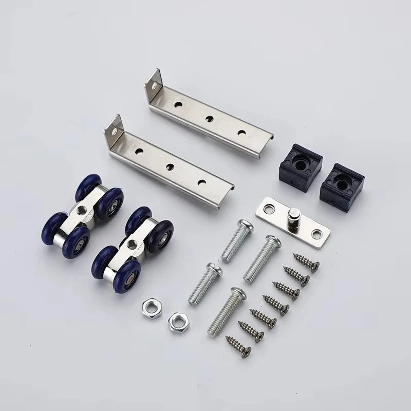2pcs/set Sliding Door Roller Hardware Slide Doors Pulley 4 Wheels Home Room Wood Door Hanging Wheels Rail Track Pulley