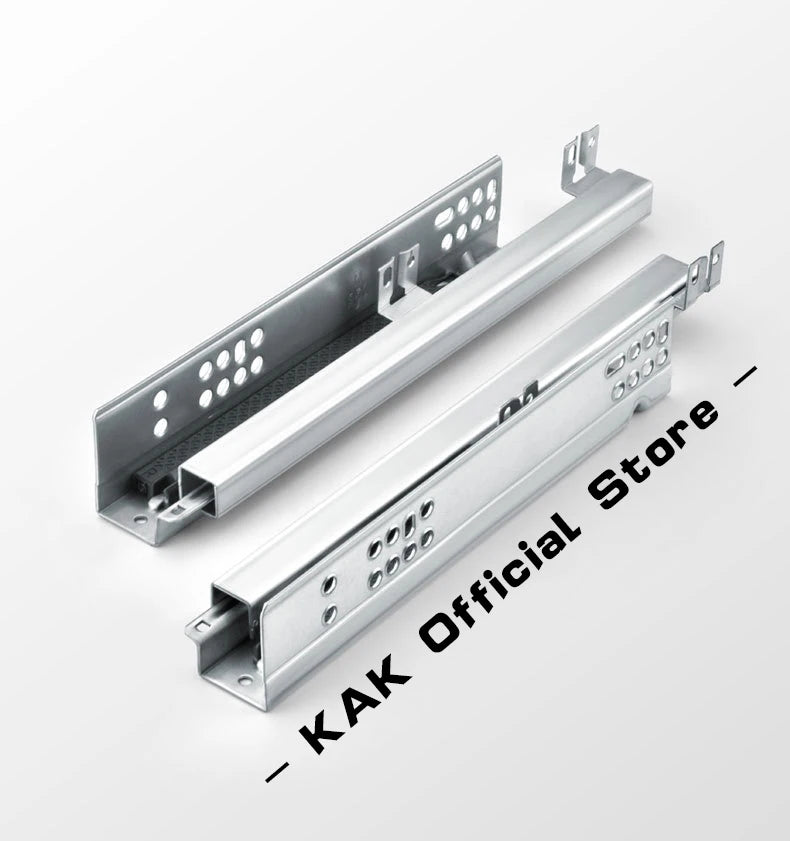 KAK 10"-20" Under Mount Drawer Slide Rails Soft Close 2 Section Hidden Rail Tracks 25KG Drawer Runner Hydraulic Damper Buffer
