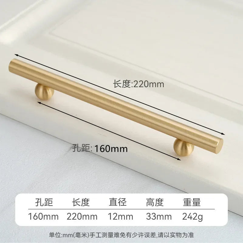 Creative Brass Cabinet Handle New High-end Modern Minimalist Drawer Cabinet Wardrobe Door  Light Luxury Cabinet Long Handle