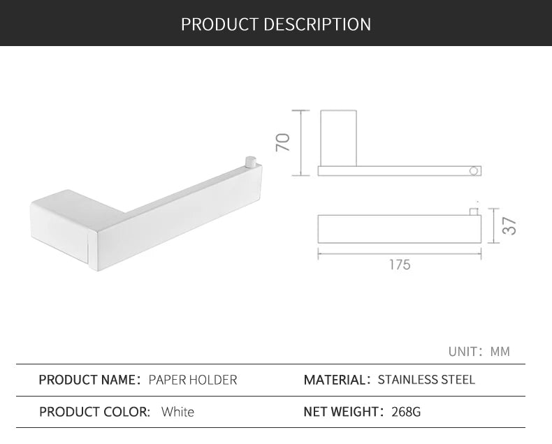 White Bathroom Accessories Towel Rack Shelf Toilet Brush Roll Paper Holder Toothbrush Holder Soap Dish Coat Holder Bath Hardware