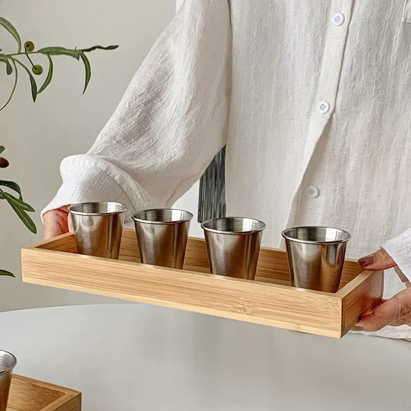 Rectangular WOOD Tea Tray Wooden Serving Tray Plate Fruit Bread Food Storage Tray Tableware Stand Home Kitchen Supplies