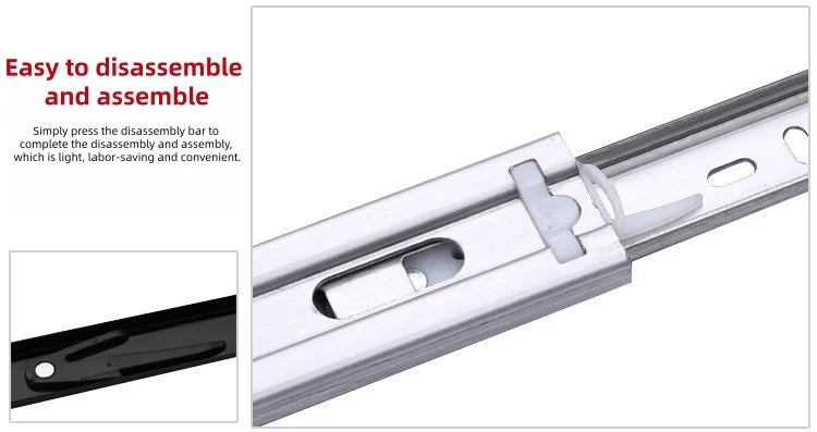 Heavy duty cold-rolled steel drawer slide rail -3-section soft closing damping rail, silent cabinet slide rail