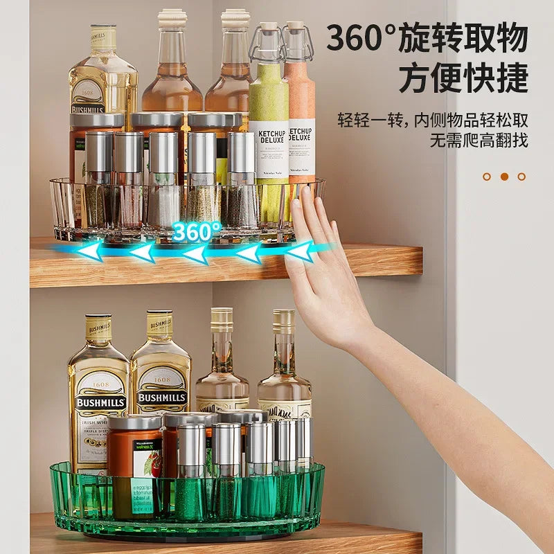 Rotating Spice Rack Organizer - Kitchen Storage for Condiment Bottles & Seasoning Jars | Desktop Storage Solution
