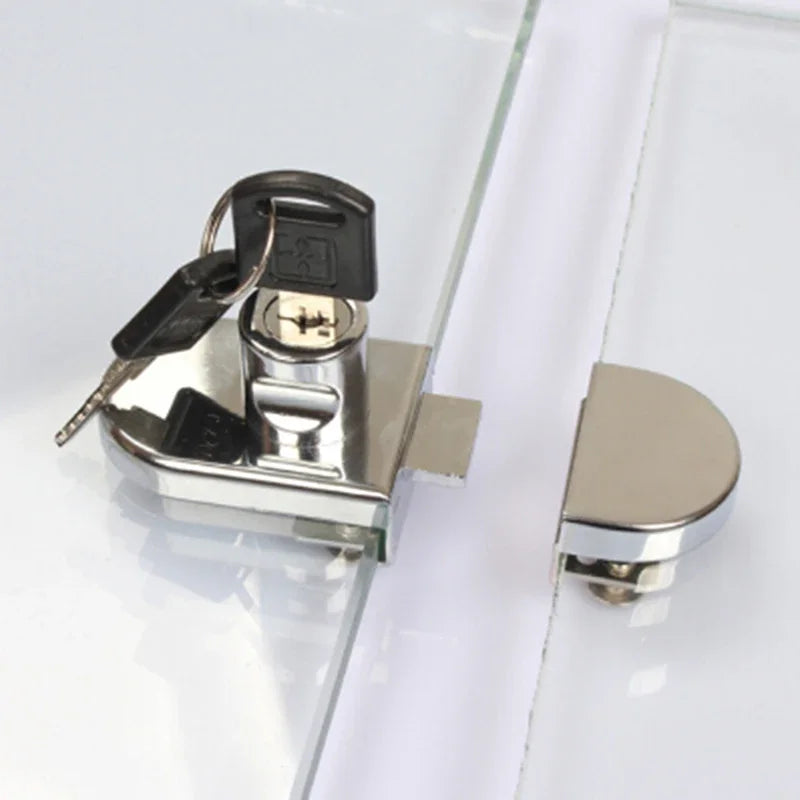 New Glass Display Cabinet/Showcase Locks Zinc Alloy Single/Double Door No Need Drilling Easy To Install Home Tool