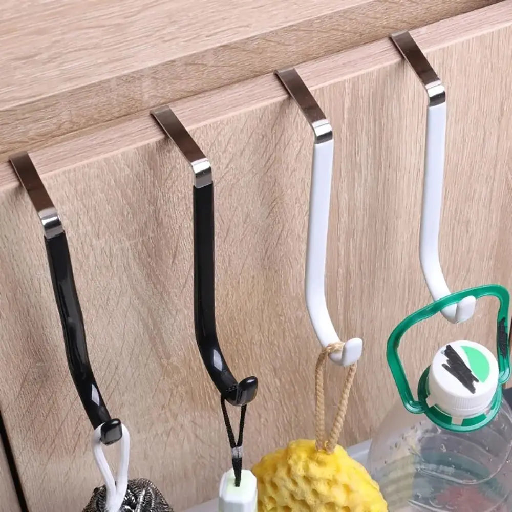Towel Coats Hangers Nonstick Non-punching Over The Door Hooks Rubber Prevent Scratches Hanging Organizer Clothes Storage Holder