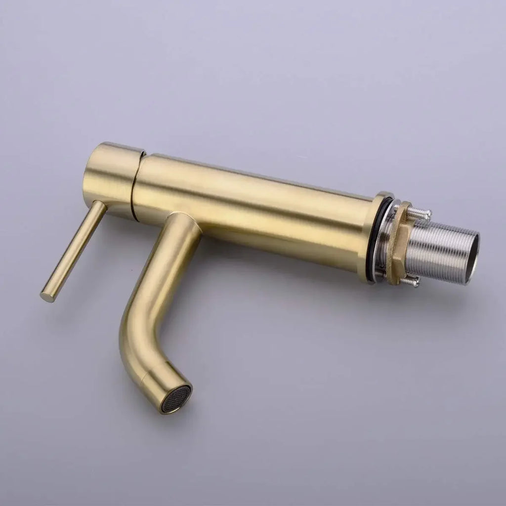 Bathroom Faucets Bathroom Basin Faucet Cold and Hot Water Mixer Sink Tap Single Handle Deck Mounted Brushed Gold Tap