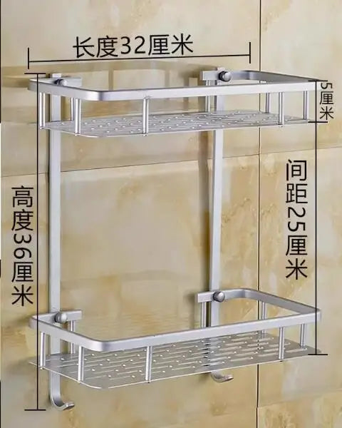 Bathroom Punch Free  Aluminum Triangular Rack Storage Organizer Corner Shelf For Shampoo Soap Cosmetic Basket Holder