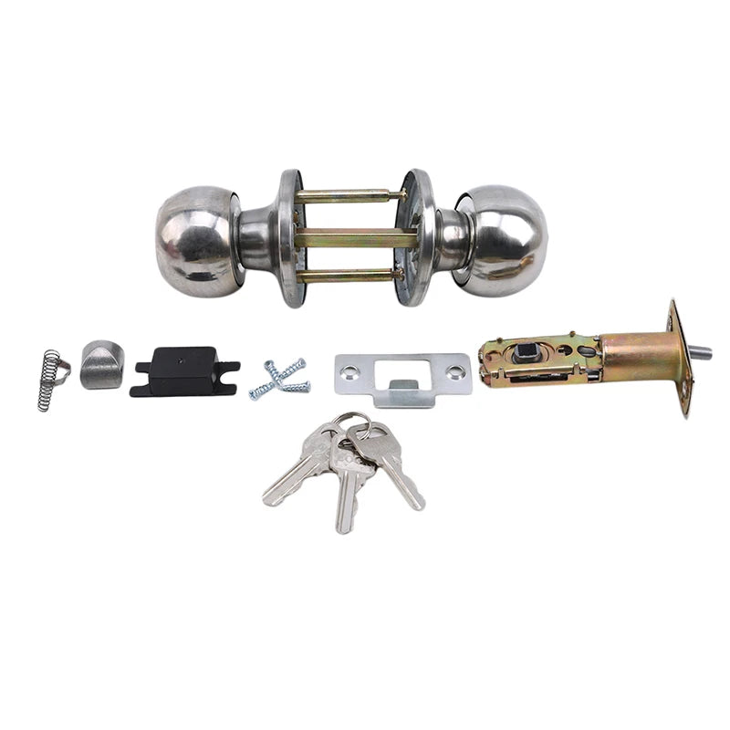 Aluminum Alloy Round Door Knobs Rotation Lock Knobset Handle Metal Door Knob With Key for Bedrooms Living Rooms Bathrooms