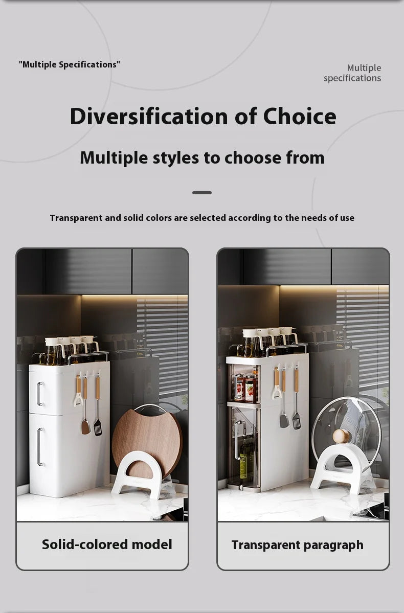 2/3 Layer Spice Storage Rack Kitchen Organize Spice Shelf Pull-Out Efficient Locker With Hooks Wheels Integrated Slim Cabinet