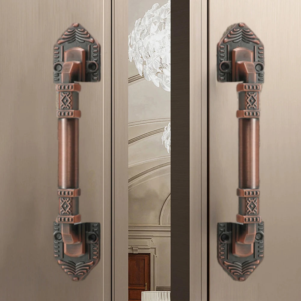 European Antique Exposed Aluminum Alloy Door Handle Push-Pull Door Handle Furniture Wood Barn Door Handle Drawer Flush Handles