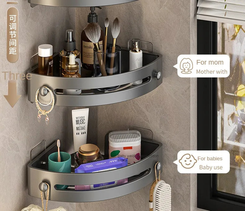 2PCS Bathroom Shelves Kitchen Storage Organizer Plastic Shampoo Rack Shower Shelf Bathroom Accessories No Drill Shelf