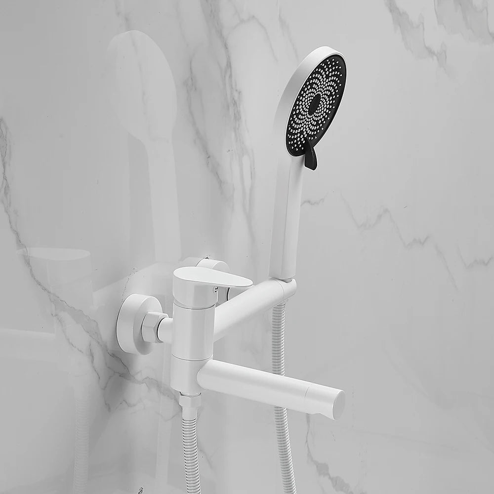 Bathtub Faucets Modern Black Bath Shower Set Unique Design of Rotating nozzle Mixer Tap Wall Mounted For Bathroom WF-877909