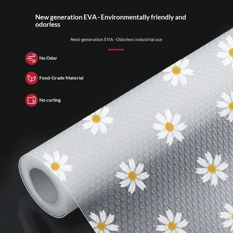 Flower Kitchen Cabinet Mat Reusable Drawer Mat Kitchen Dining Table Mat Insulation Mat Waterproof Moisture-proof Drawer Mat