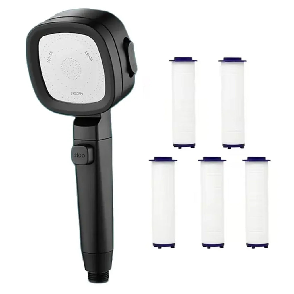 Bathroom Booster Shower Head with Filter, 3 Modes Adjustable Spray, Large Flow High Pressure Handheld Shower Head, Silver Shower