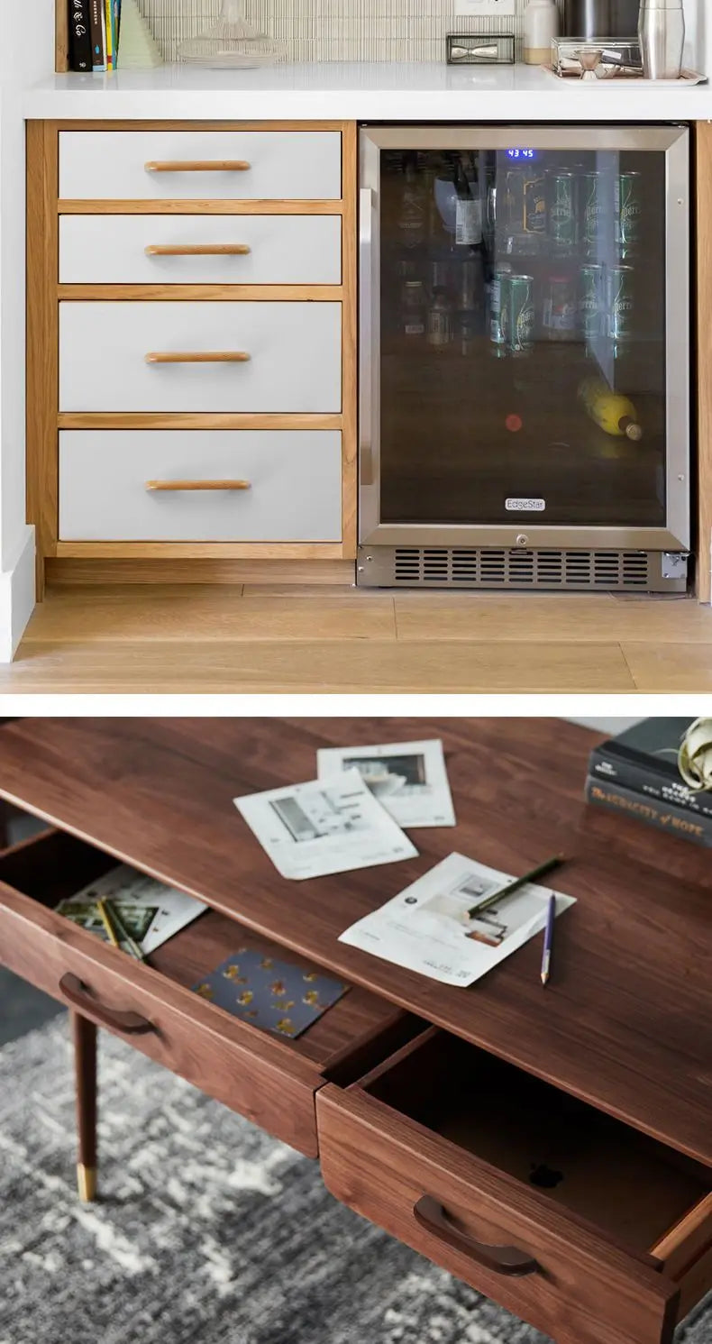 Simple Modern Wooden Cabinet Round Single-hole Handle Drawer Door Kitchen Shoe Cabinet Solid Wood Log Handle