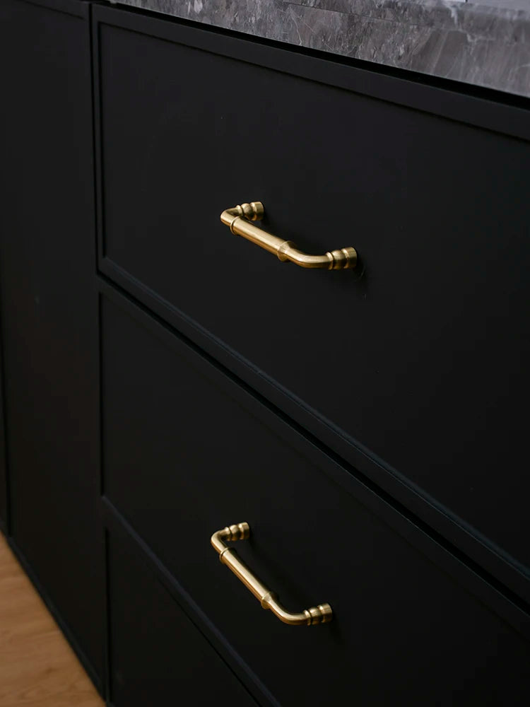 Solid Brass Cabinet Handle Sleek Furniture Hardware Kitchen Handle Dressers Wardrobe Cabinet Drawer Knobs Gold Handle