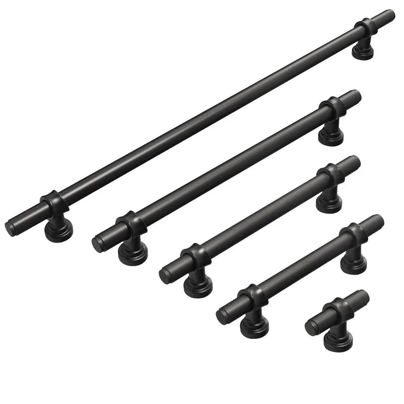 Modern Simple Black Handles for Furniture Wardrobe Cabinet Europe American Drawer Knob Hardware Kitchen Cabinet Handles