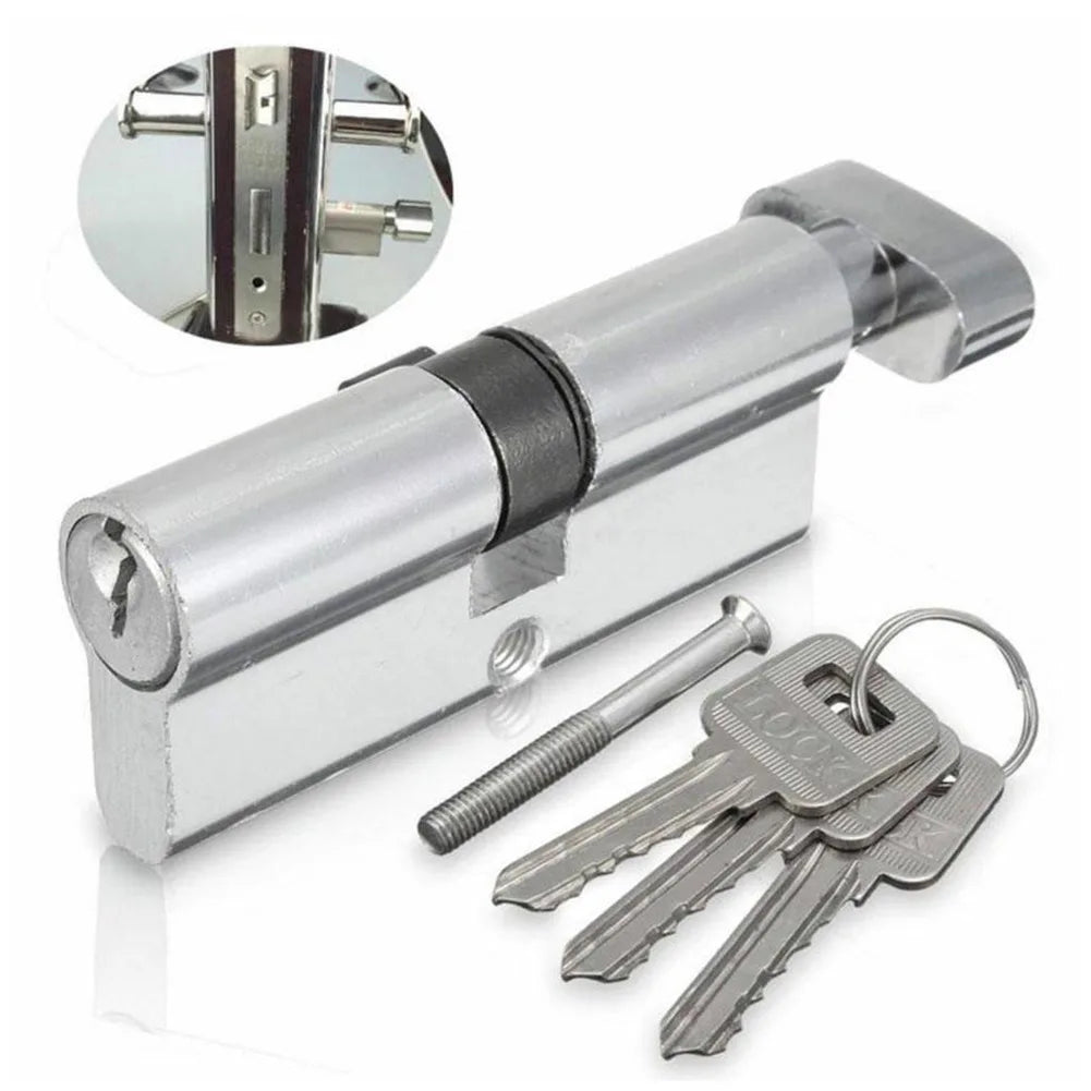 Door Lock Cylinder With 3 Keys Entrance Aluminum Door Lock Home Security Interior Bedroom Lock Cylinder