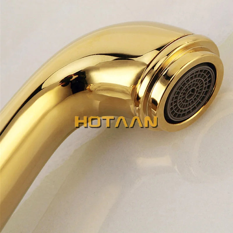 Bathroom Basin Gold Faucet Brass With Diamond Crystal Body Tap New Luxury Single Handle Hot and Cold Tap . YT-5045