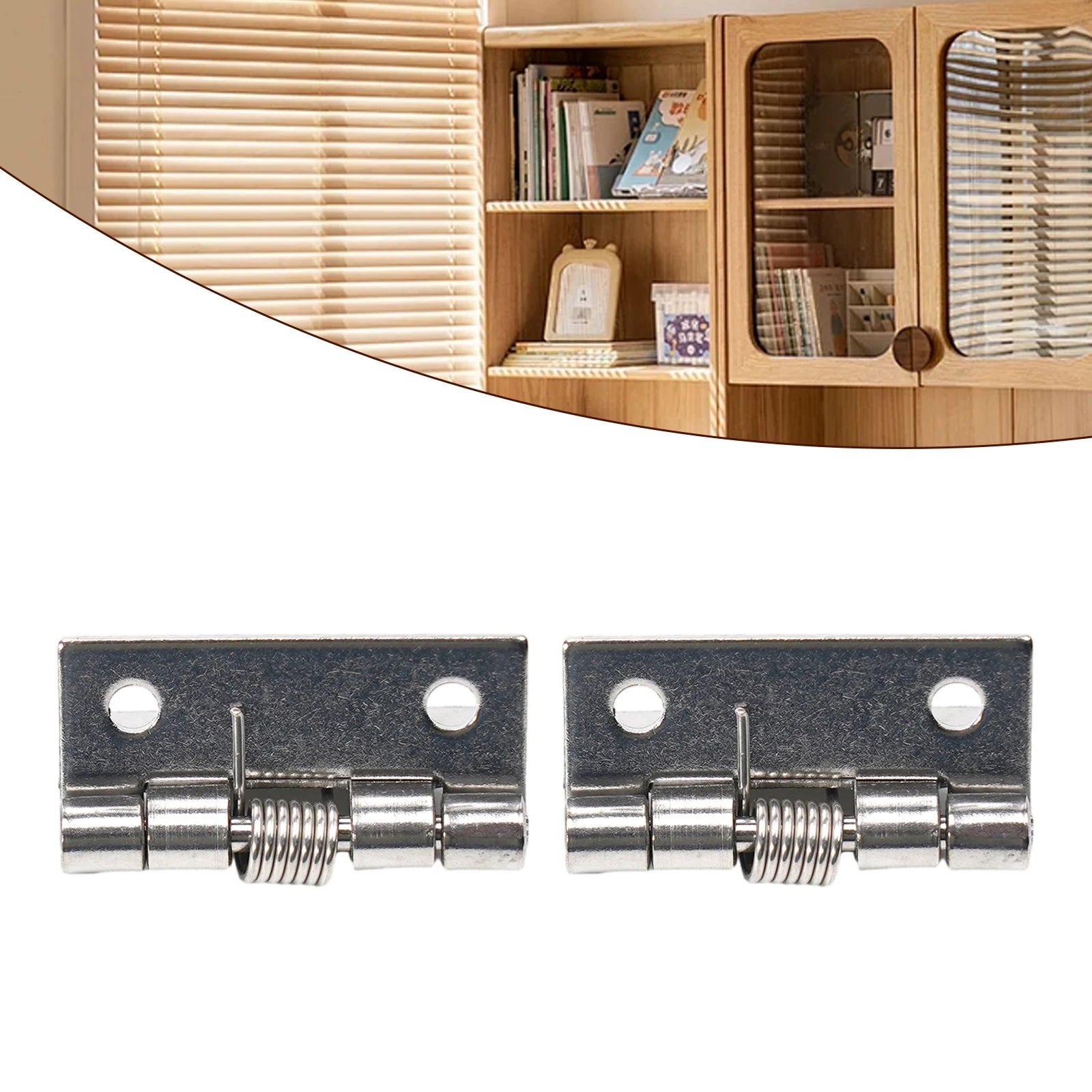 2pcs 1/1.5/2/3Inch Silver Spring Door Hinge Stainless Steel Self Closing Design Windows Cabinets Boxes Household Hardware
