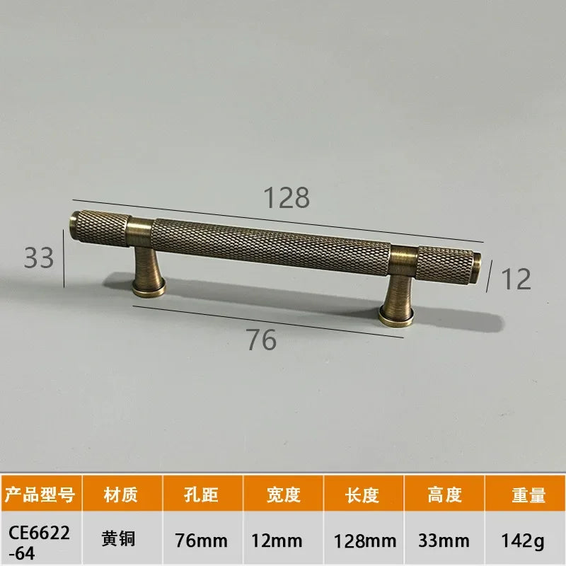 Modern Knurl Solid Brass Cabinet Knobs and Handles Golden Luxury Handles for Furniture Drawer Wardrobes Shoe Cabinets Pulls