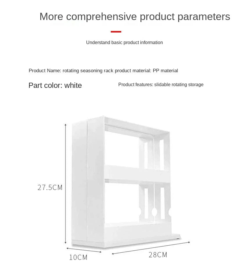 Delicate Spice Rack Double Storage Food Rack Rotating Spice Storage Shelf for Kitchen Bathroom
