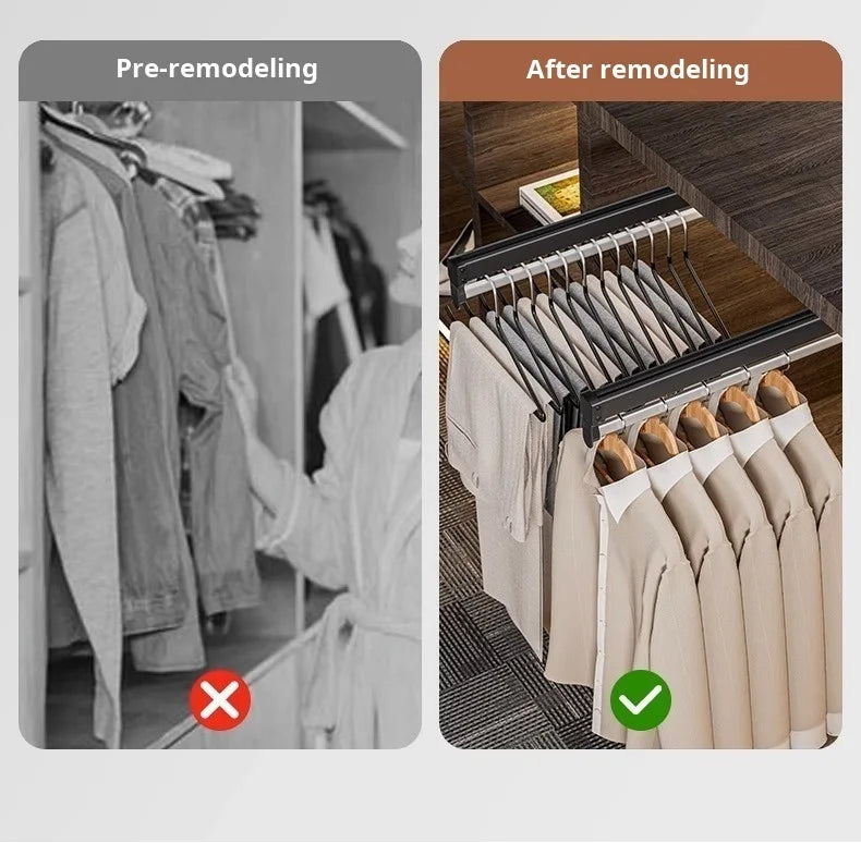 Thin cabinet topmounted telescopic wardrobe hanging rod Thin cabinet clothes hangers through wardrob Vertical Wardrobe