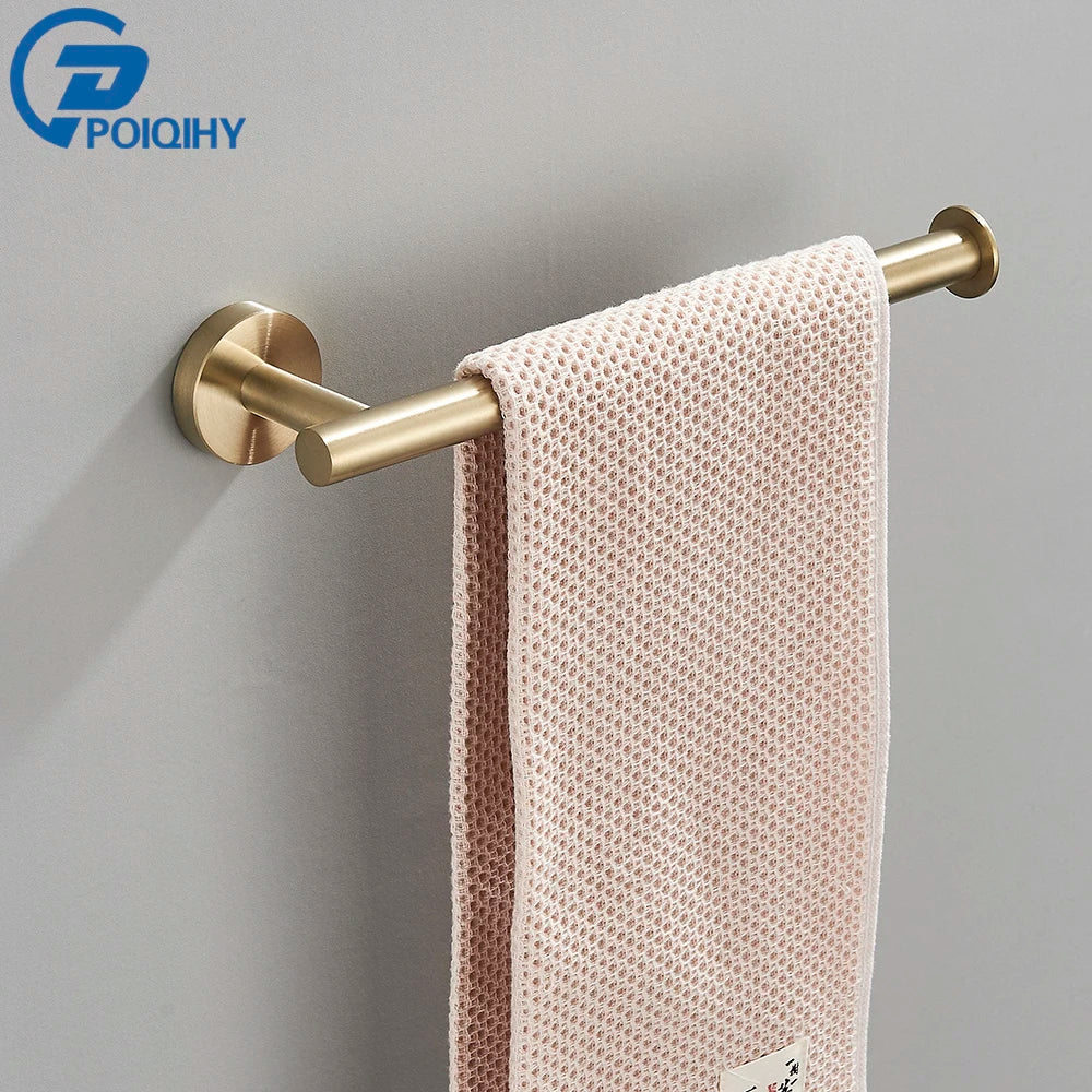 Brushed Gold Bathroom Accessories Towel Bar Bath Robe Hook Bathroom Hardware Set Shelf for Towels Paper Tissue Holder