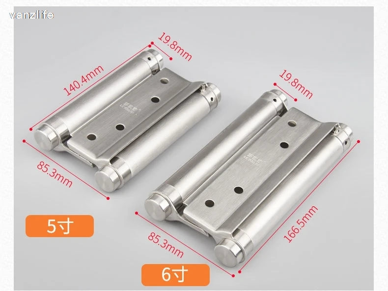 Stainless Steel Automatic Rebound Hinge Invisible Door Self-Closing Door Closer inside and outside Open Two-Way Spring Hinges