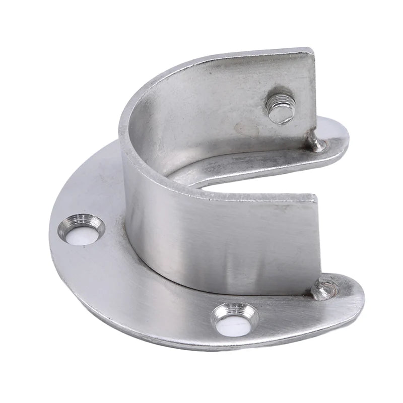 Stainless Steel Clothes Rail Closet Rail Curtain Rod Shower Curtain Closet U-Shaped Rod Closet Pole Sockets Flange End Supports