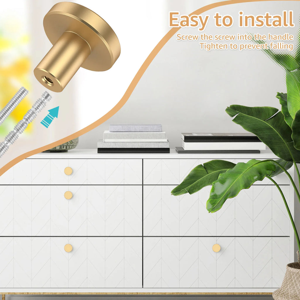 12Pcs Drawer Knob Set Gold Cabinet Knobs Aluminum Alloy Furniture Knob Handle for Cabinets Drawer Dresser Door 25x20x10mm