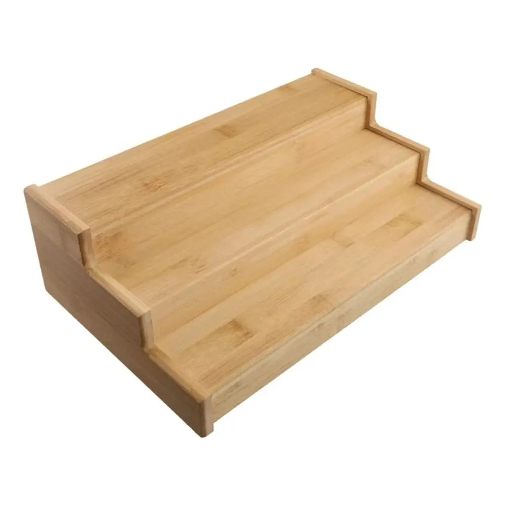 Solid Wooden 3-Tier Spice Rack Multi-Tier Space-Saving Spice Jar Storage Set Durable Spice Display Seasoning Organizer