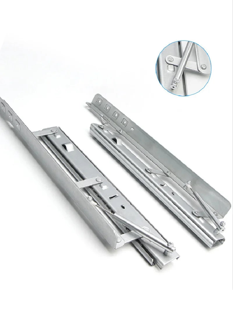 1 Set Telescopic Dining Table Lift Slides Rails Interchange Between Square And Round Tables Push-pull Hidden Table Hardware