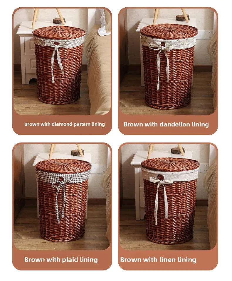 Wier Laundry Basket Dir Clothes Storage Basket with Lid Household Organizer Basket Pure l Willow Wier Basket