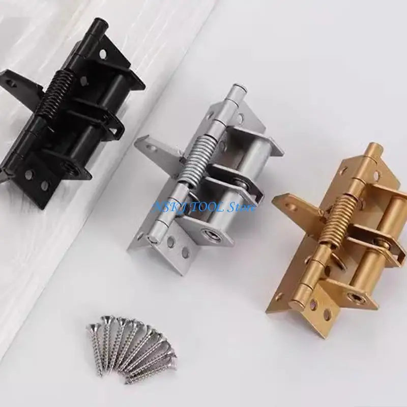 L8RC 3Pcs Closing Spring Door Hinge 90 Degree Positioning Automatic Door Closers Hinge Hardware for Wood Door Cabinet