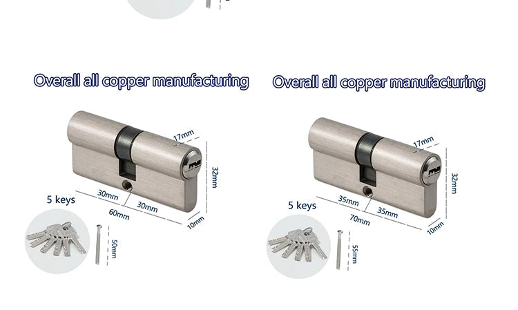 Indoor bedroom doors and windows 60 70 80 mm lock cylinder AB key anti-theft entrance zinc alloy aluminum alloy brass door lock