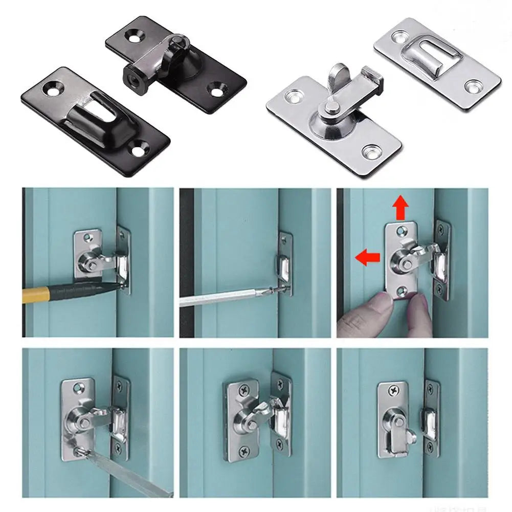 Door Lock Guard Latch Bolt 90 Degree Steel Toggle Latch Sliding Barn Door Lock Wine Cabinet Closet Right Angle Lock