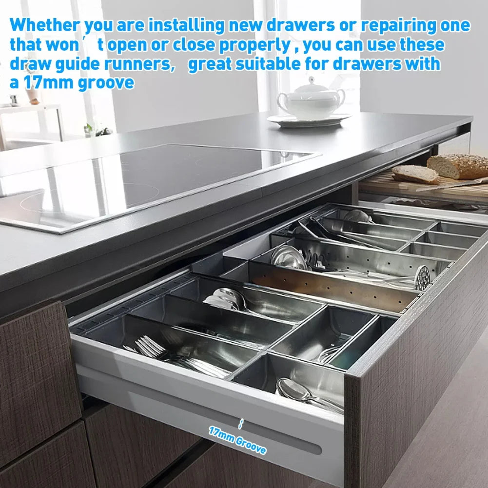 Replacement Drawer Slides Set of 10 Plastic Draw Runners 298mm for Smooth and Quiet Operation in Various Drawers