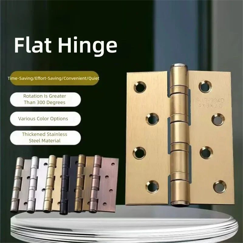 A Pair Of Stainless Steel Door Butt Hinges Furniture Hardware Decorative Accessories 4/5 Inch High-Quality Folding Hinges